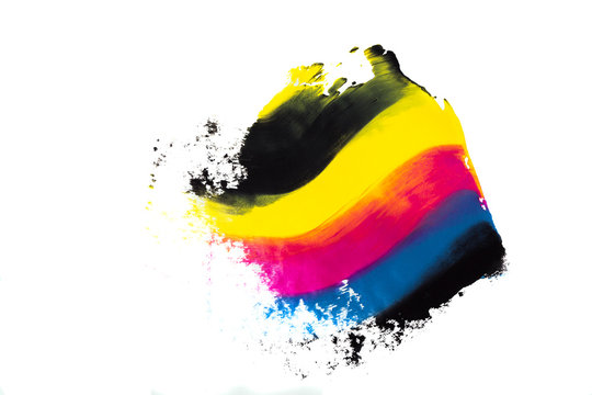 cmyk abstract acrylic painting texture with movement and isolated