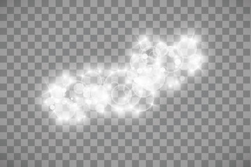 Glow light effect. Vector illustration. Christmas flash. dust. White sparks and glitter special light effect. vector sparkles on transparent background. Sparkling magic dust particles