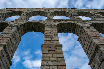 Detail of the ancient roman aqueduct located in Segovia