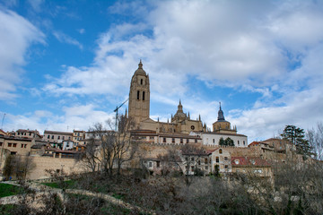 Fototapeta na wymiar Cathedral of Santa Maria in the historic city of Segovia, Spain
