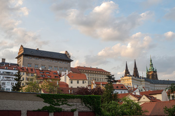 Fototapeta na wymiar Palace on the Hradčany Square and a view of the Prague Castle