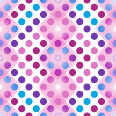 Seamless pattern with translucent colorful polka dots