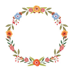 Hand painted Watercolor Floral Wreath Frame. Beautiful flowers illustration for wedding, baby shower, greeting card, invitation, birthday decor.