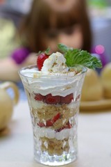 whipped cream with berries and strawberries