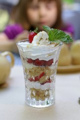 whipped cream with berries and strawberries
