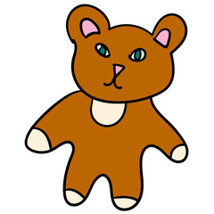 Cute doodle teddy bear isolated on white background. Vector illustration. 