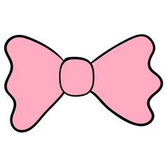 Cartoon doodle linear bow isolated on white background. Vector illustration. 