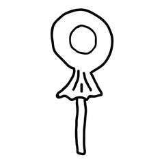 Cartoon doodle linear candy, lollipop isolated on white background. Vector illustration. 