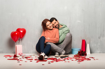 Couple in valentine day hugging