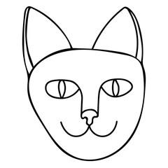 Cartoon doodle cat's muzzle isolated on white background. Vector illustration. 