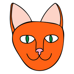 Fototapeta na wymiar Cartoon doodle cat's muzzle isolated on white background. Vector illustration. 