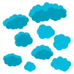 Rolgordijnen Cartoon clouds in flat style isolated on white background. Vector illustration. © _aine_
