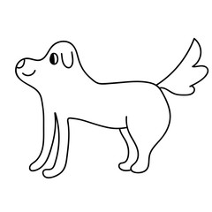 Cartoon doodle linear dog isolated on white background. Vector illustration. 