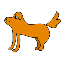 Cartoon doodle linear dog isolated on white background. Vector illustration. 