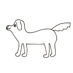 Cartoon doodle linear dog isolated on white background. Vector illustration. 