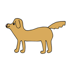 Cartoon doodle linear dog isolated on white background. Vector illustration. 