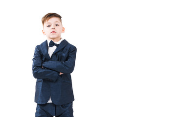 Boy posing in suit