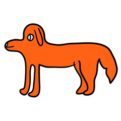 Cartoon doodle linear dog isolated on white background. Vector illustration. 
