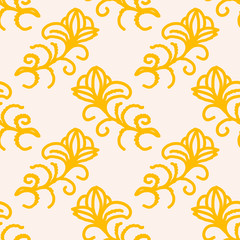 Abstract floral seamless pattern with flowers on pink background. Vector illustration. 