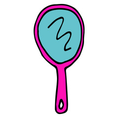 Cartoon doodle linear mirror isolated on white background. Vector illustration.  