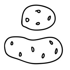 Cartoon doodle linear potato isolated on white background. Vector illustration.