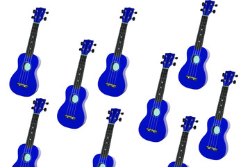 Naklejka premium blue ukulele on white background. small guitar isolate