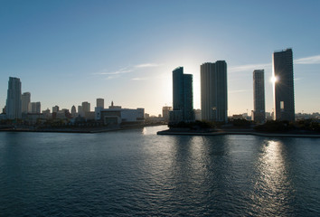 Naklejka premium Zachód Słońca W Miami Downtown
