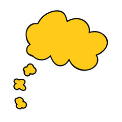Cartoon doodle linear thought bubble isolated on white background. Vector illustration.  