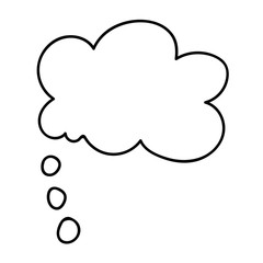 Cartoon doodle linear thought bubble isolated on white background. Vector illustration.  