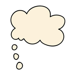 Cartoon doodle linear thought bubble isolated on white background. Vector illustration.  