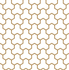 Seamless pattern based on Japanese ornament Kumiko.Golden color.