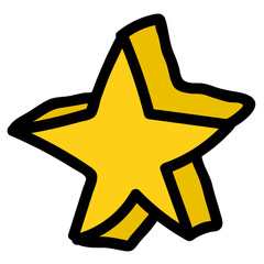 Cartoon doodle linear star isolated on white background. Vector illustration. 