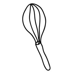 Cartoon doodle linear whisk isolated on white background. Vector illustration. 