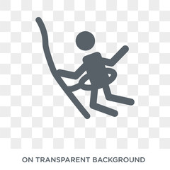 Rappelling icon. Trendy flat vector Rappelling icon on transparent background from Activity and Hobbies collection. High quality filled Rappelling symbol use for web and mobile