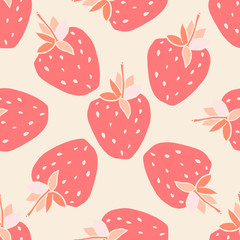 Vector strawberry seamless pattern. Summer hand drawn background. 