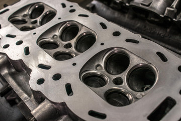 Disassembled car engine head