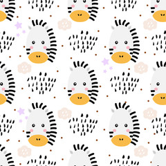 Zebra seamless pattern, childish print, vector illustration
