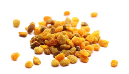 Bee pollen macro isolated on white background