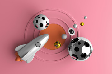 Fototapeta na wymiar Conceptual image of a rocket flying in space 3d illustration