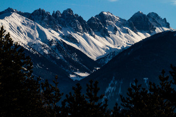 View of alps in winter with snow