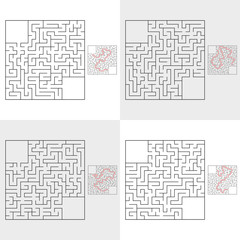 A set of mazes. Game for kids. Puzzle for children. Labyrinth conundrum. Flat vector illustration.