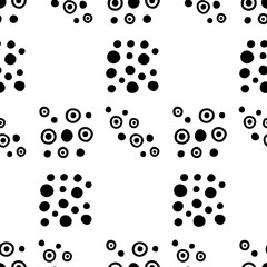 Seamless vector geometrical pattern with hand drawn decorative elements. Graphic design, drawing illustration. Print for fabric, textil, wallpaper, wrapping, packaging. Doddle style,