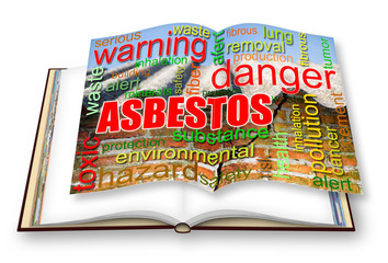 Dangerous asbestos roof concept image - 3D rendering concept image of an opened photo book isolated on white - I'm the copyright owner of the images used in this 3D render