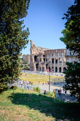 Obraz premium colosseum rome seen from palantinehill, crowded with turists