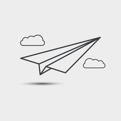 Obraz na płótnie Canvas Paper airplane flying on sky and cloud