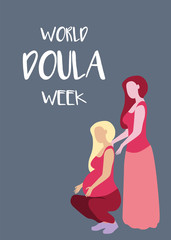Obraz na płótnie Canvas World Doula Week banner in a modern cartoon style.