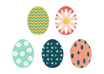 Happy Easter eggs icons in flat style
