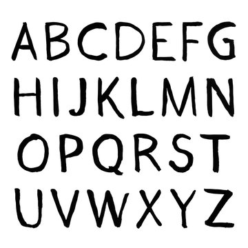 Hand-drawn alphabet. Calligraphy font. Modern brush lettering. Grunge style alphabet.