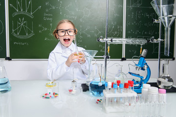 girl doing experiments