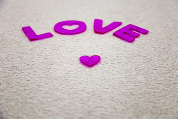 Love message written on the gray background